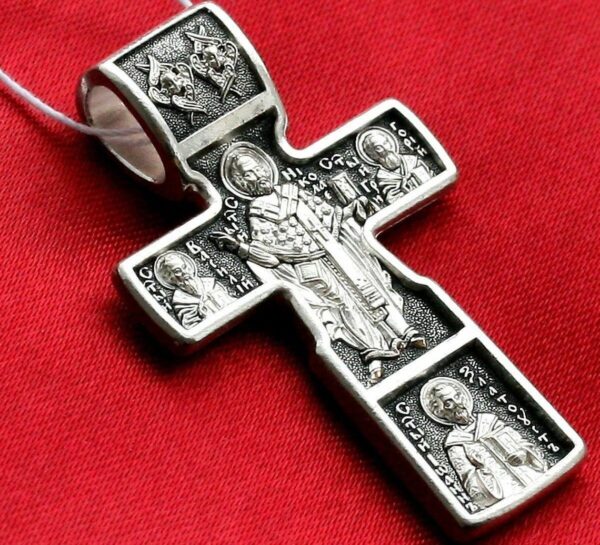 Saint Nicholas Wonderworker Christin Body Cross. Orthodox Jewelry Silver 925. Made in Russia - Image 4