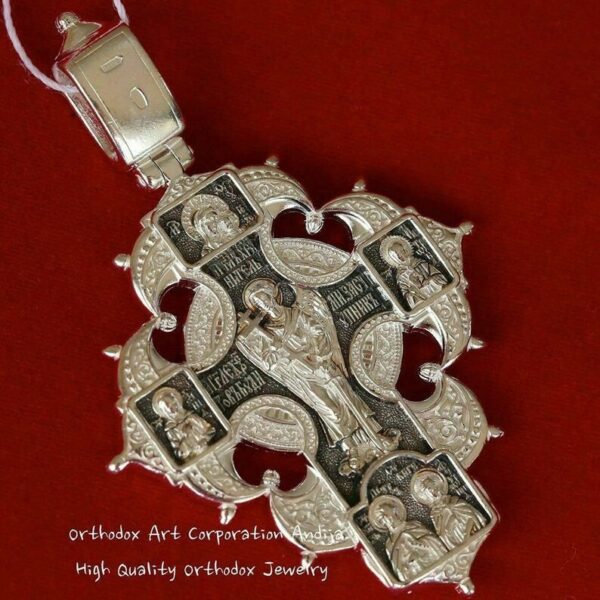 Guardian Angel Russian Orthodox Big Body Prayer Cross Silver 925 Mother of God / Saints - Image 4