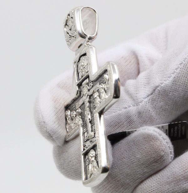 Russian Greek Orthodox Pectoral Body Prayer Cross Silver 925 Mother of God Sign ( Pokrov ) Priest Crucifix - Image 6