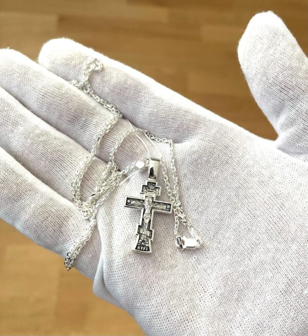 Christian Baptism Cross Necklace Anchor Chain Set. Russian Orthodox Jewelry. Save And Protect Prayer. Sterling Silver 925 - Image 5