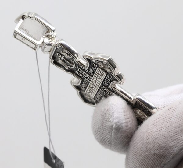 Orthodox Silver 925 Rare Crucifix, Saint George Warrior Holy Trinity Big Russian Greek Christian Orthodox, Authentic Jewellery, Priest Cross - Image 6