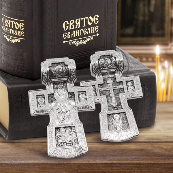 Orthodox Crucifix Silver 925 cross / Men Orthodox Body Cross / Apostles Peter And Paul / Greek Christian Protective Crucifix Silver 925 - Image 2