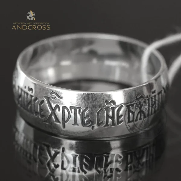 Genuine Orthodox Sterling Silver 925 Ring – Old Slavonic Prayer Inscription
