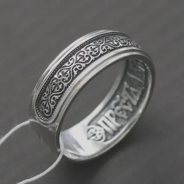 Virgin Mary prayer ring silver 925 Byzantine flower ornament ring Christian spiritual ring for Men Women Orthodox faith handmade jewellery