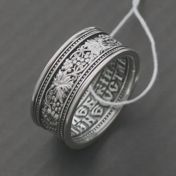 Meaningful Men's Orthodox 925 Silver Ring – Byzantine Unity Symbol – Handmade Religious Gift – Wide Band