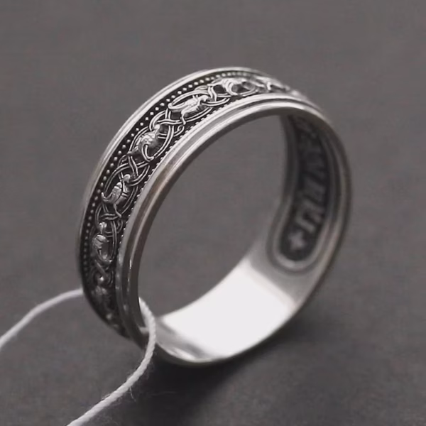 Perfect Baptism Gift – Handmade Byzantine Silver 925 Ring – Lord's Prayer – Orthodox Church Jewelry