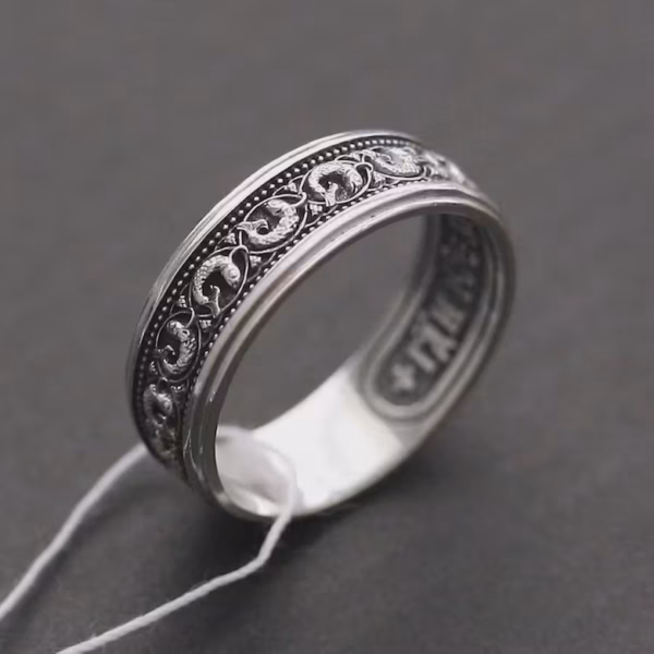 Perfect Unisex Gift – Orthodox Silver 925 Ring – Saint Fish Protection – Byzantine Style Faith Jewelry