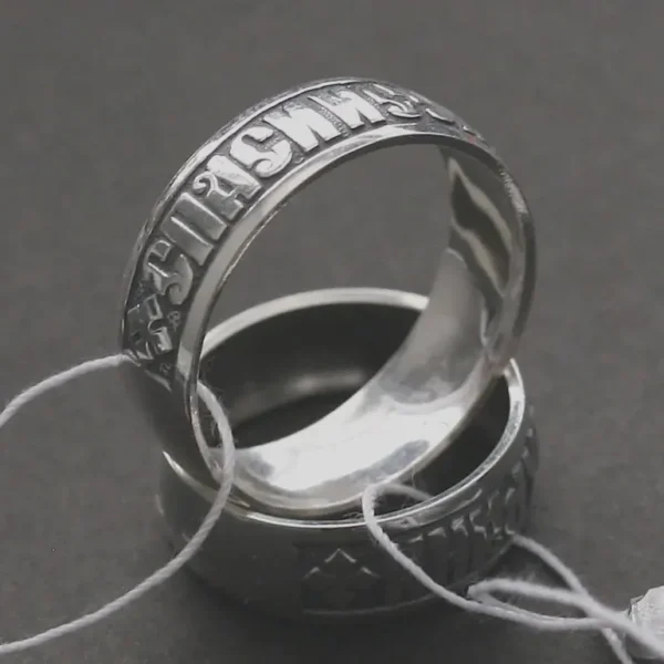 Orthodox Prayer Ring 925 Silver Christian Protective Band Russian Save and Protect Engraved Religious Jewelry Gift