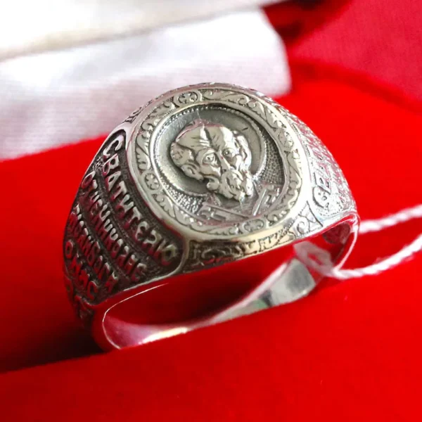 St Nicholas Icon Orthodox Ring, 925 Sterling Silver — Christian