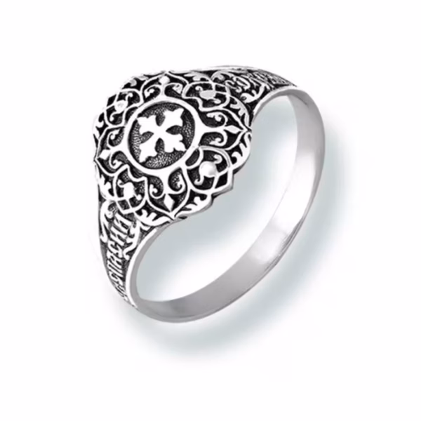 Orthodox Cross Prayer Ring, 925 Sterling Silver — Christian