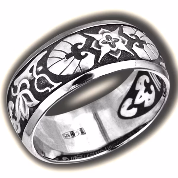 Mother of God Prayer Silver Ring, Byzantine Orthodox 925 Sterling — Solid Handmade Band, Meaningful Baptism & Gift Item