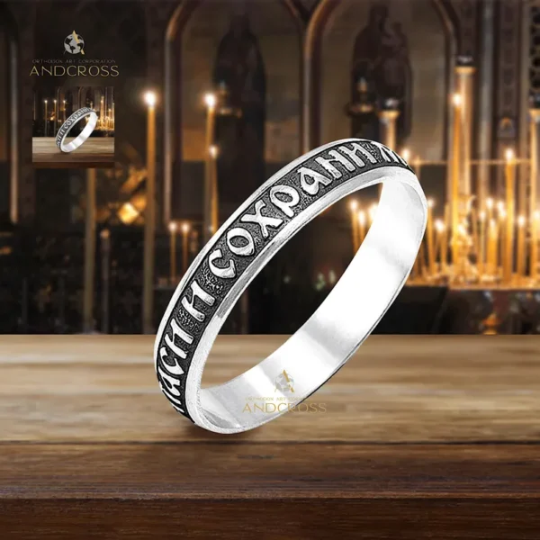 Authentic Orthodox Sterling Silver 925 Ring – Engraved with Save and Protect Prayer